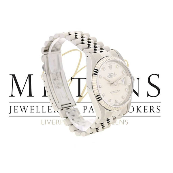 Second Hand Rolex Datejust 16234 - Silver Diamond Dial - 1992