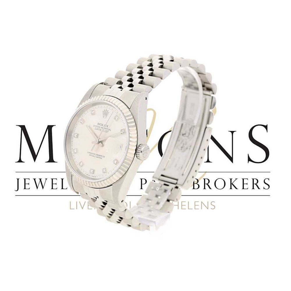 Second Hand Rolex Datejust 16234 - Silver Diamond Dial - 1992