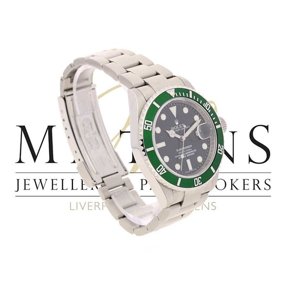 Second Hand Green Bezel Rolex Submariner 16610LV Watch