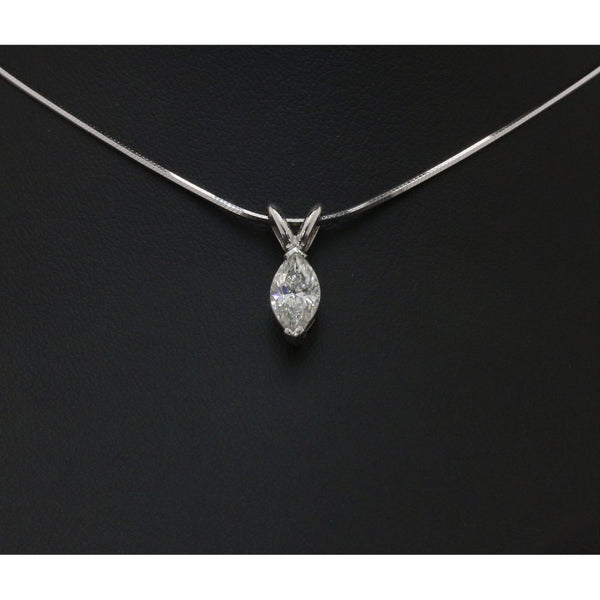 Marquise Cut Diamond Pendant and Chain
