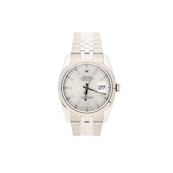Datejust 116234 Mens Silver Batton Dial Watch, 2009