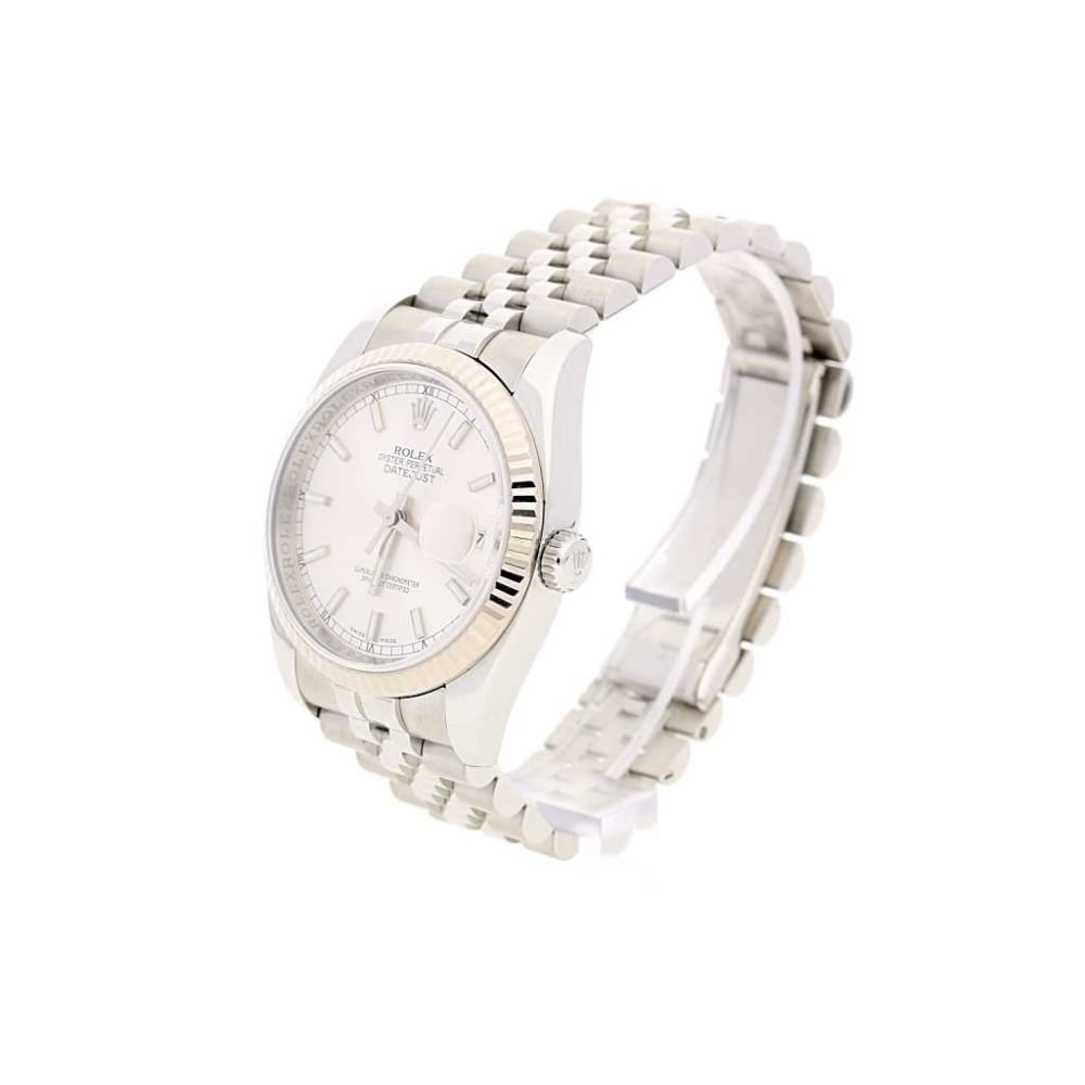 Datejust 116234 Mens Silver Batton Dial Watch, 2009