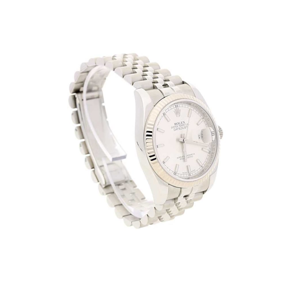 Datejust 116234 Mens Silver Batton Dial Watch, 2009