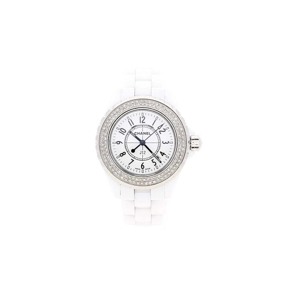 Chanel J12 Lady's Watch White with Diamond Bezel