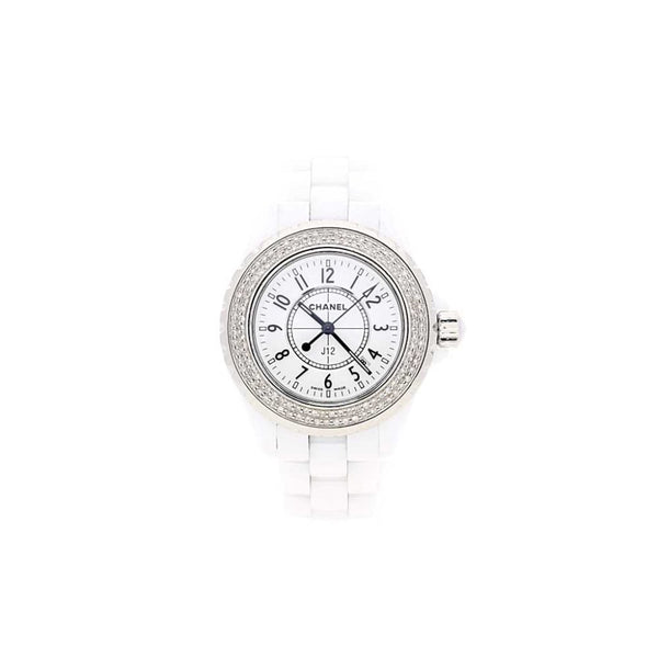 Chanel J12 Lady's Watch White with Diamond Bezel