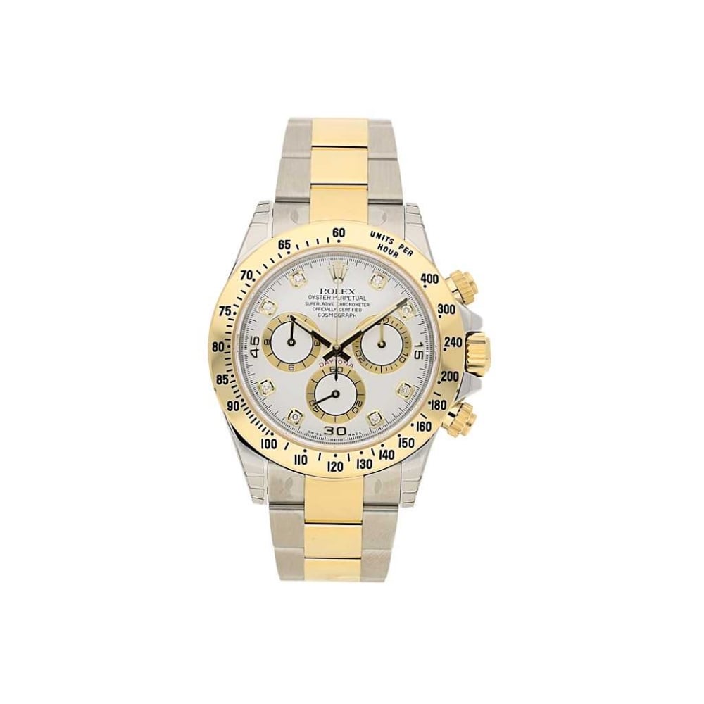 Unworn Rolex Daytona 116523 Steel and Gold, White Diamond Dial