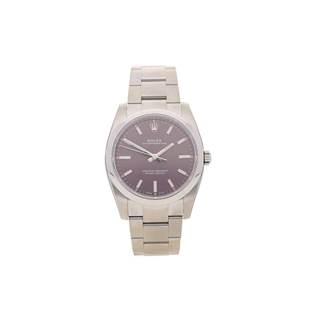 Unworn Gents Rolex Oyster Perpetual 114200 - Red Grape Dial