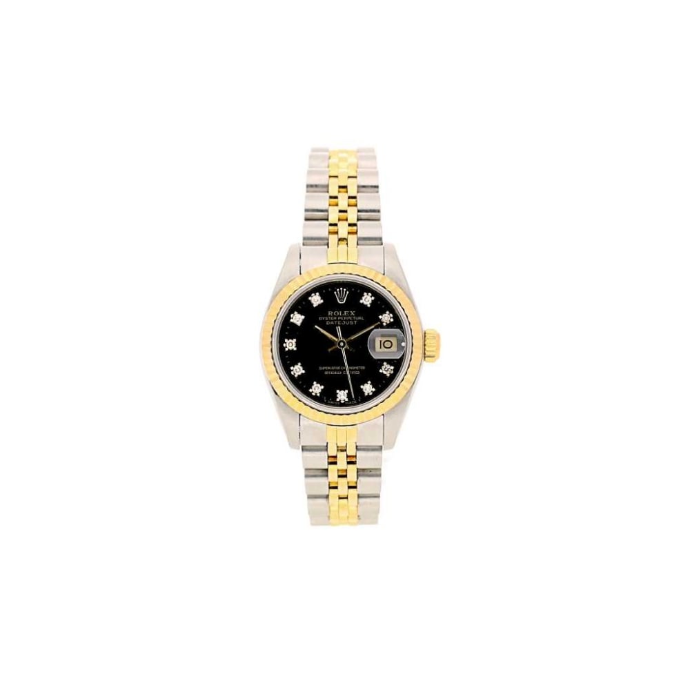 Second Hand Lady's Rolex Datejust 69173 - Black Diamond Dial