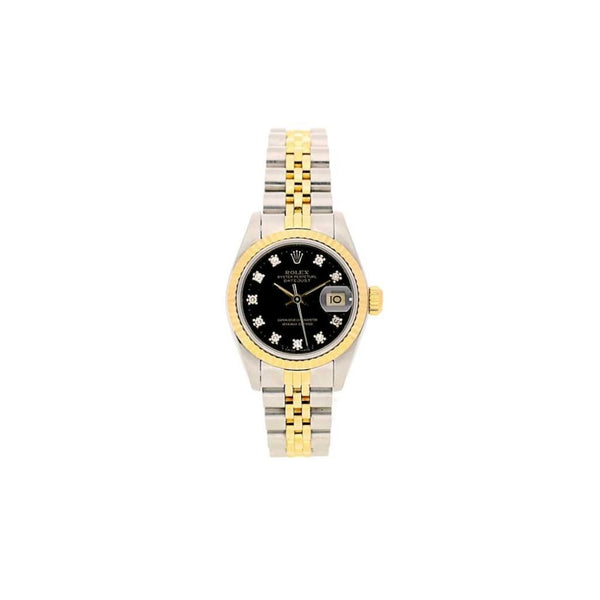 Second Hand Lady's Rolex Datejust 69173 - Black Diamond Dial