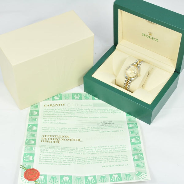 Lady's Rolex Datejust 69173 - Champagne Diamond Dot Dial