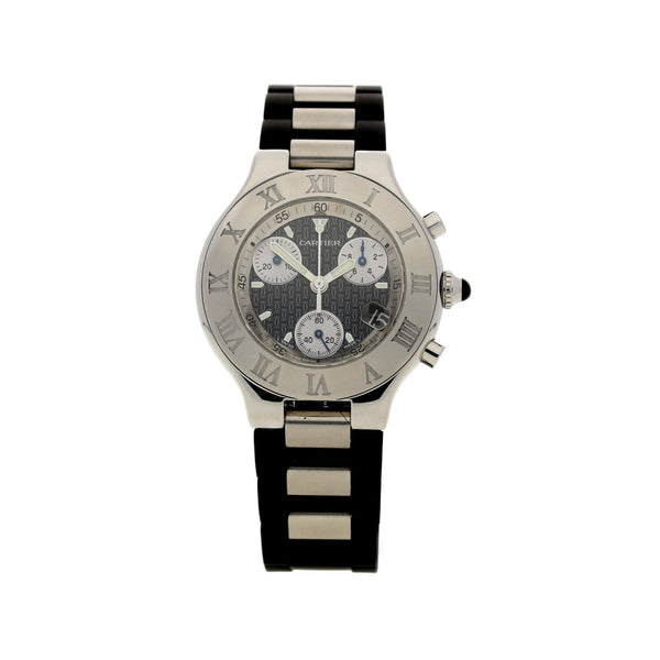 Secondhand Cartier Chronoscaph 21 Black Rubber Bracelet, 2424