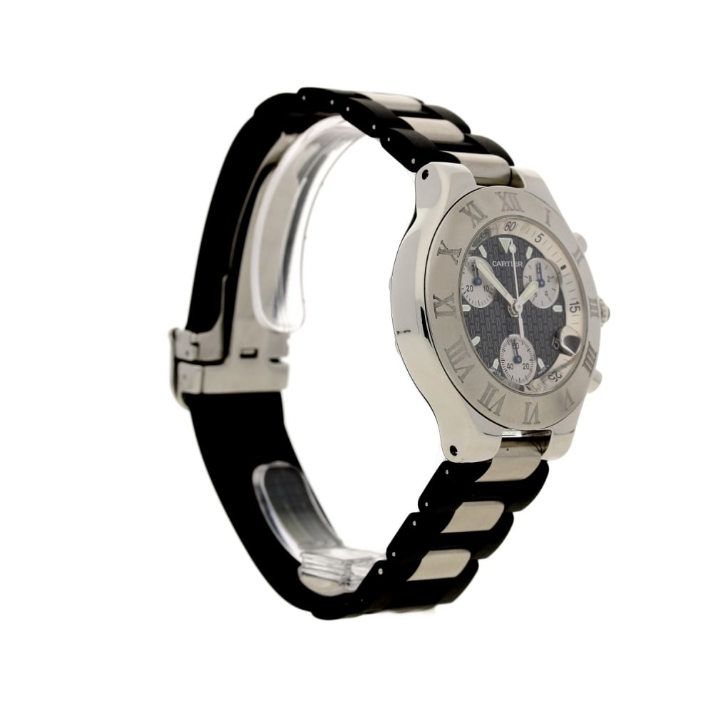 Secondhand Cartier Chronoscaph 21 Black Rubber Bracelet, 2424