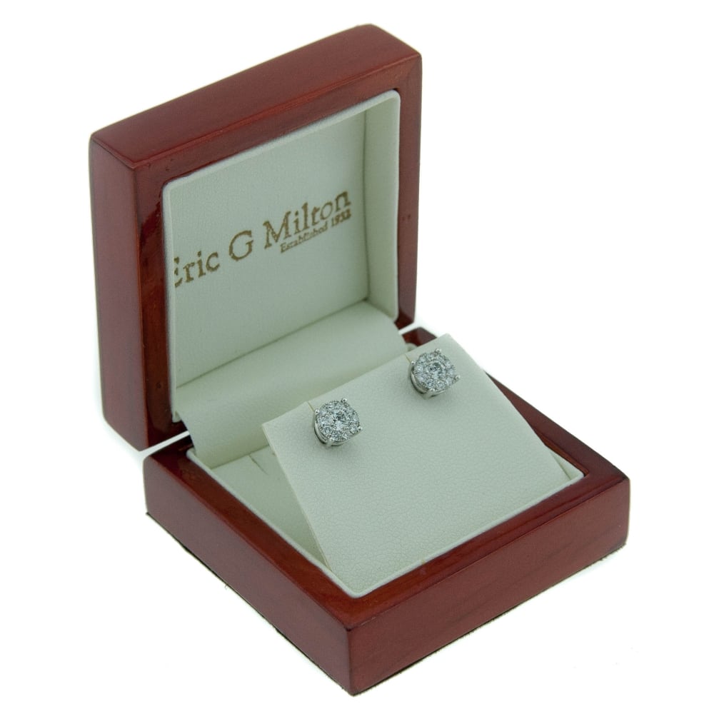 18ct White Gold Diamond Cluster Stud