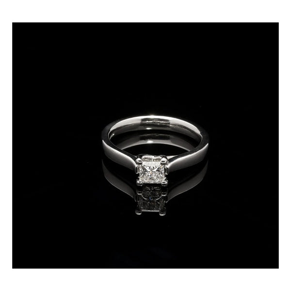 Platinum Ladies 0.54ct Princess Cut Diamond Solitaire Ring