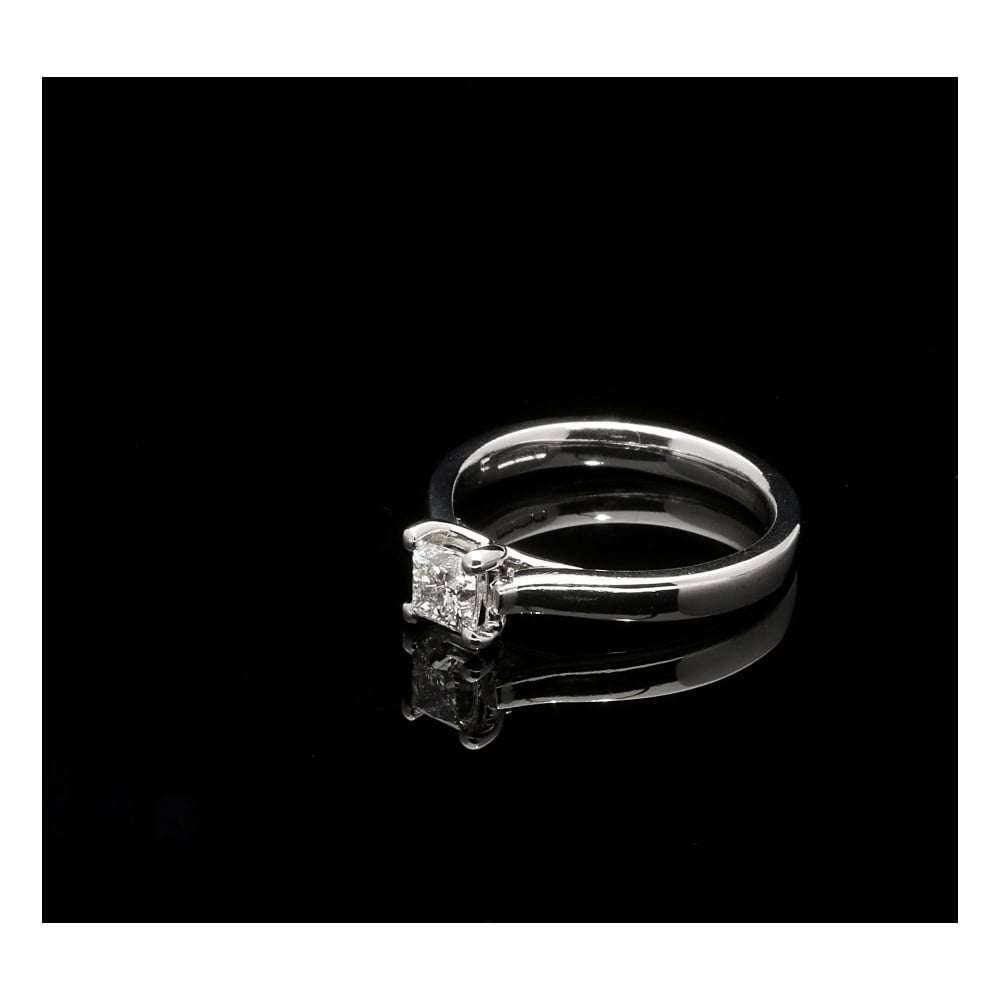 Platinum Ladies 0.54ct Princess Cut Diamond Solitaire Ring