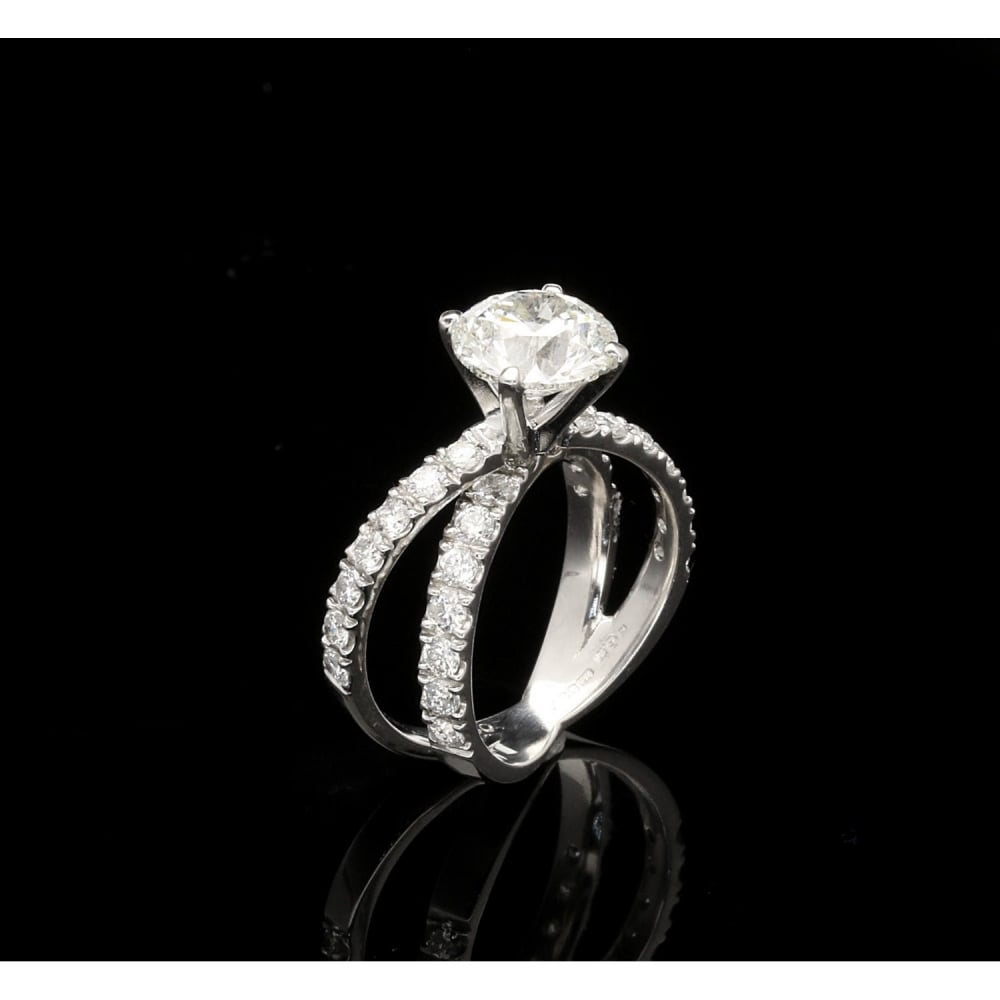 Crossover Diamond Engagement Ring 18ct White Gold