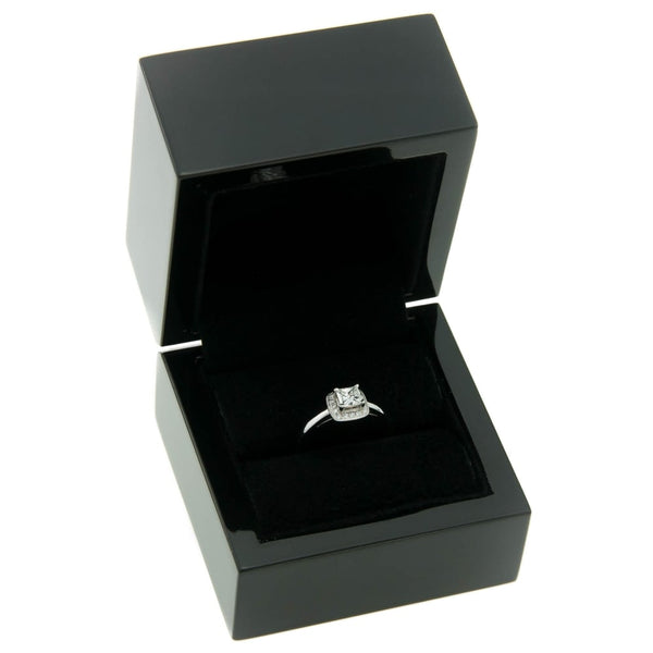 0.69ct Princess Cut Halo Diamond Platinum Engagement Ring