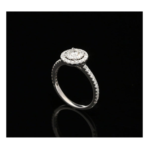 18ct White Gold Double Halo Diamond Engagement Ring - 0.75ct