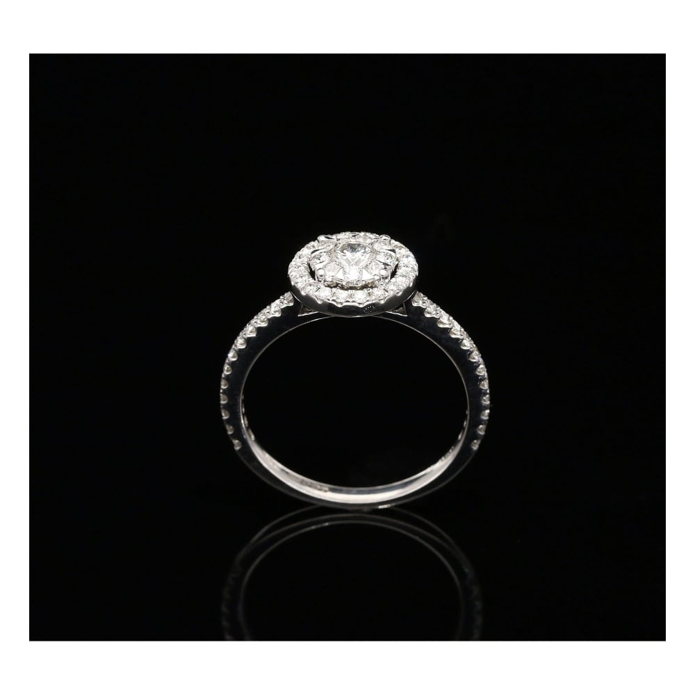 18ct White Gold Double Halo Diamond Engagement Ring - 0.75ct