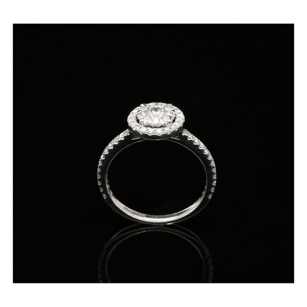 18ct White Gold Double Halo Diamond Engagement Ring - 0.75ct