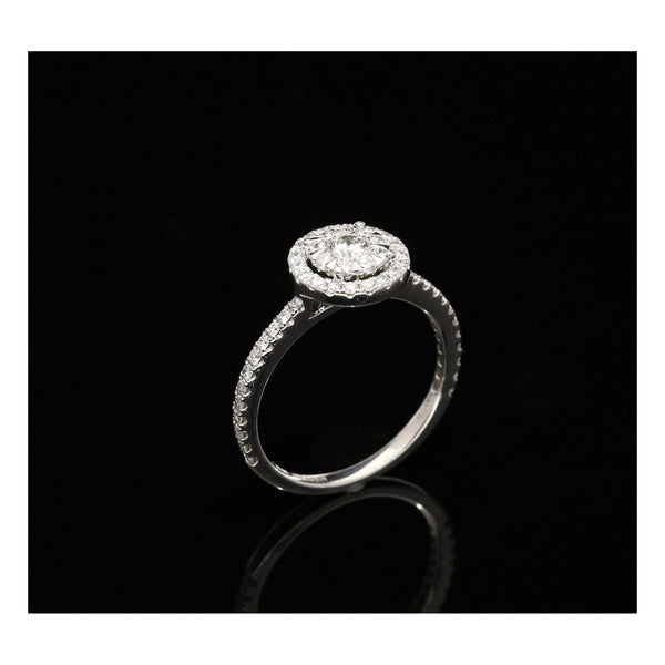 18ct White Gold Double Halo Diamond Engagement Ring - 0.75ct