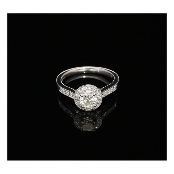 18ct White Gold Halo Style Engagement Ring - 0.91ct