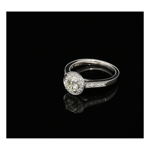 18ct White Gold Halo Style Engagement Ring - 0.91ct
