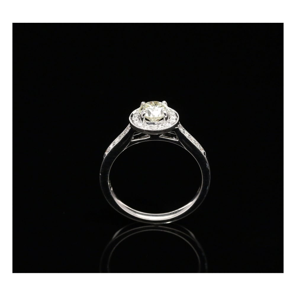 18ct White Gold Halo Style Engagement Ring - 0.91ct