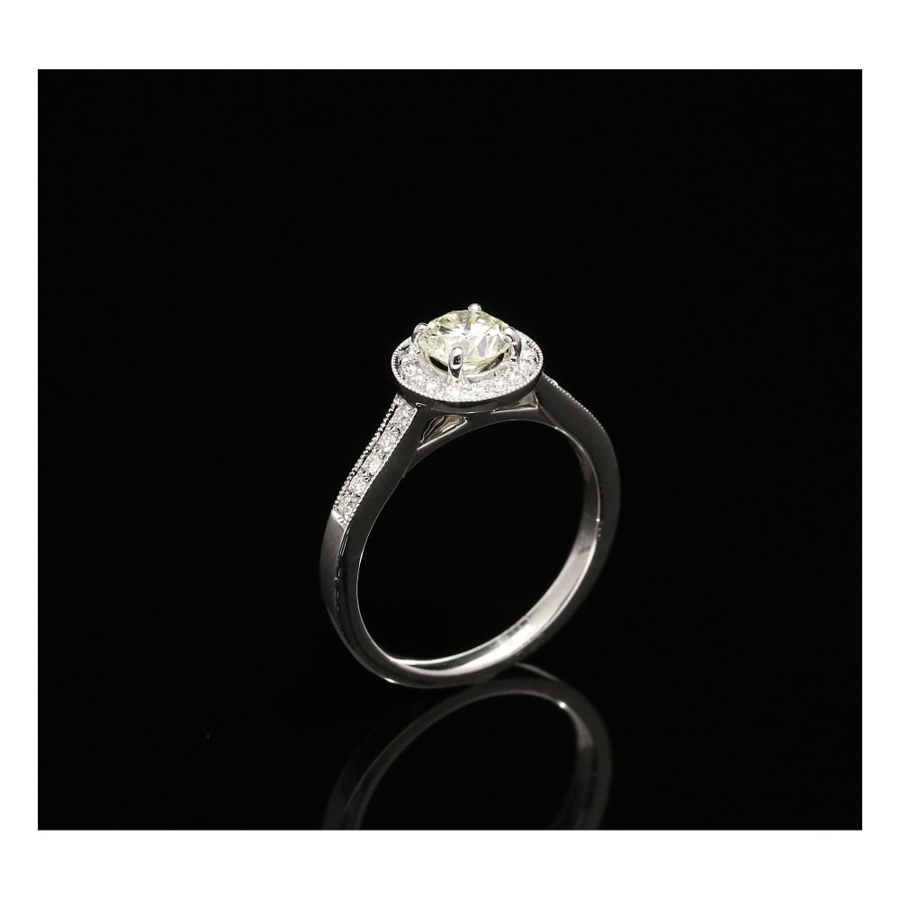 18ct White Gold Halo Style Engagement Ring - 0.91ct