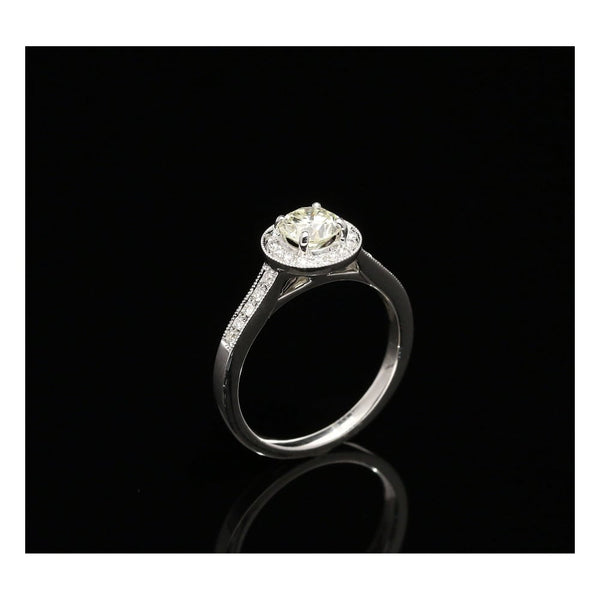 18ct White Gold Halo Style Engagement Ring - 0.91ct
