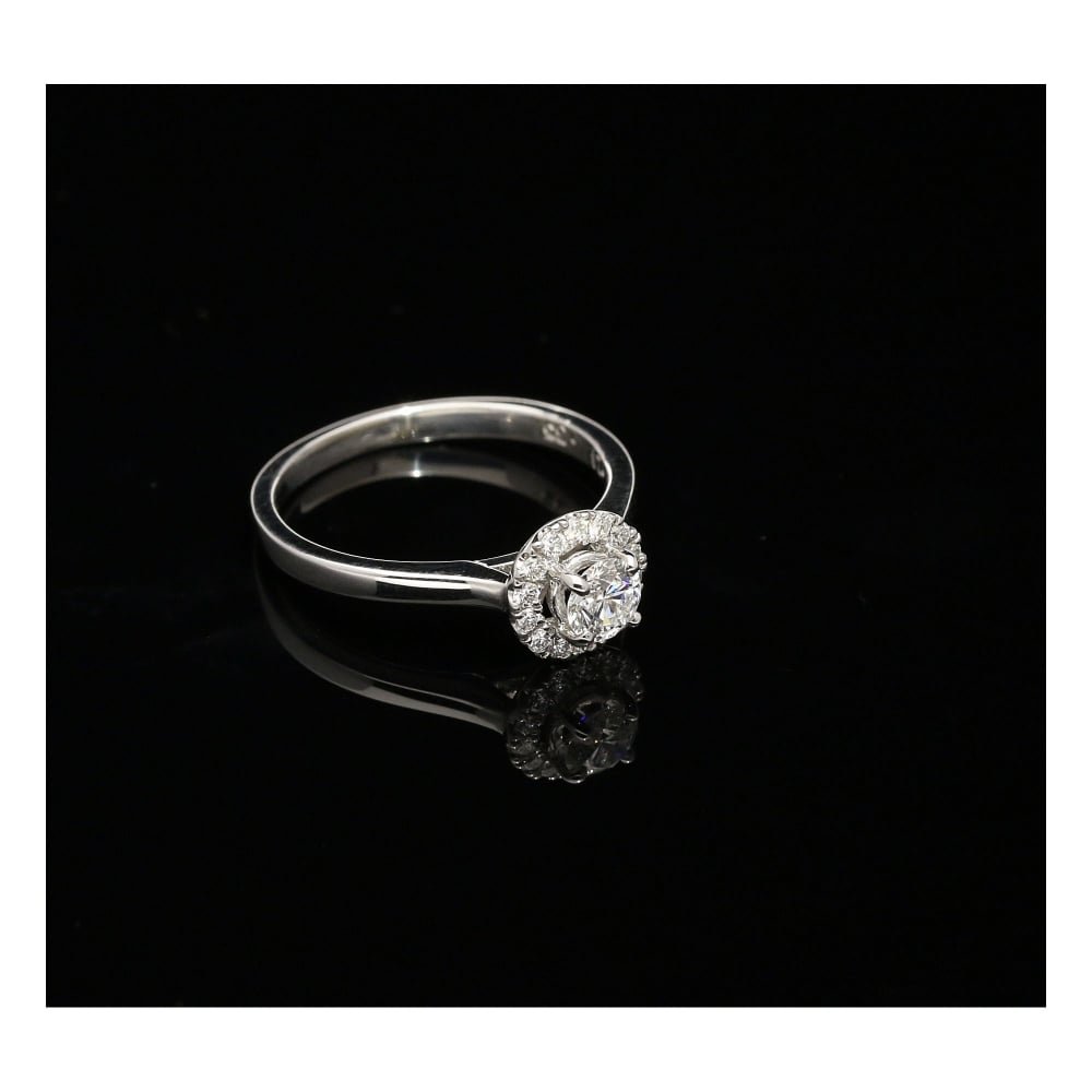 18ct White Gold Diamond Engagement Ring - Halo Style - 0.54ct