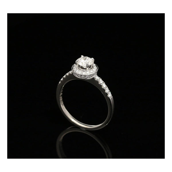 18ct White Gold Diamond Halo Engagement Ring - 0.87ct