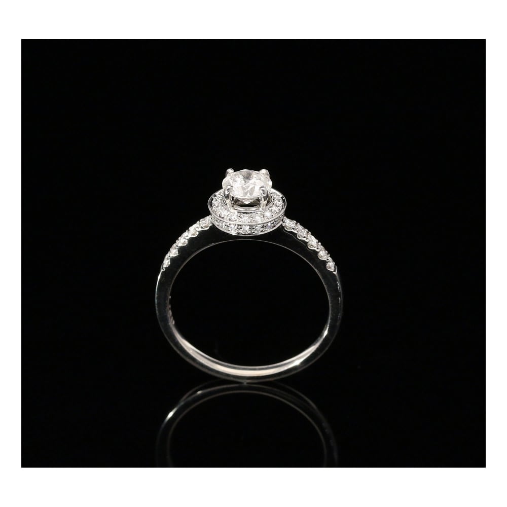 18ct White Gold Diamond Halo Engagement Ring - 0.87ct