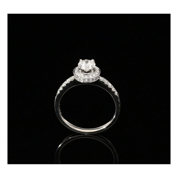 18ct White Gold Diamond Halo Engagement Ring - 0.87ct