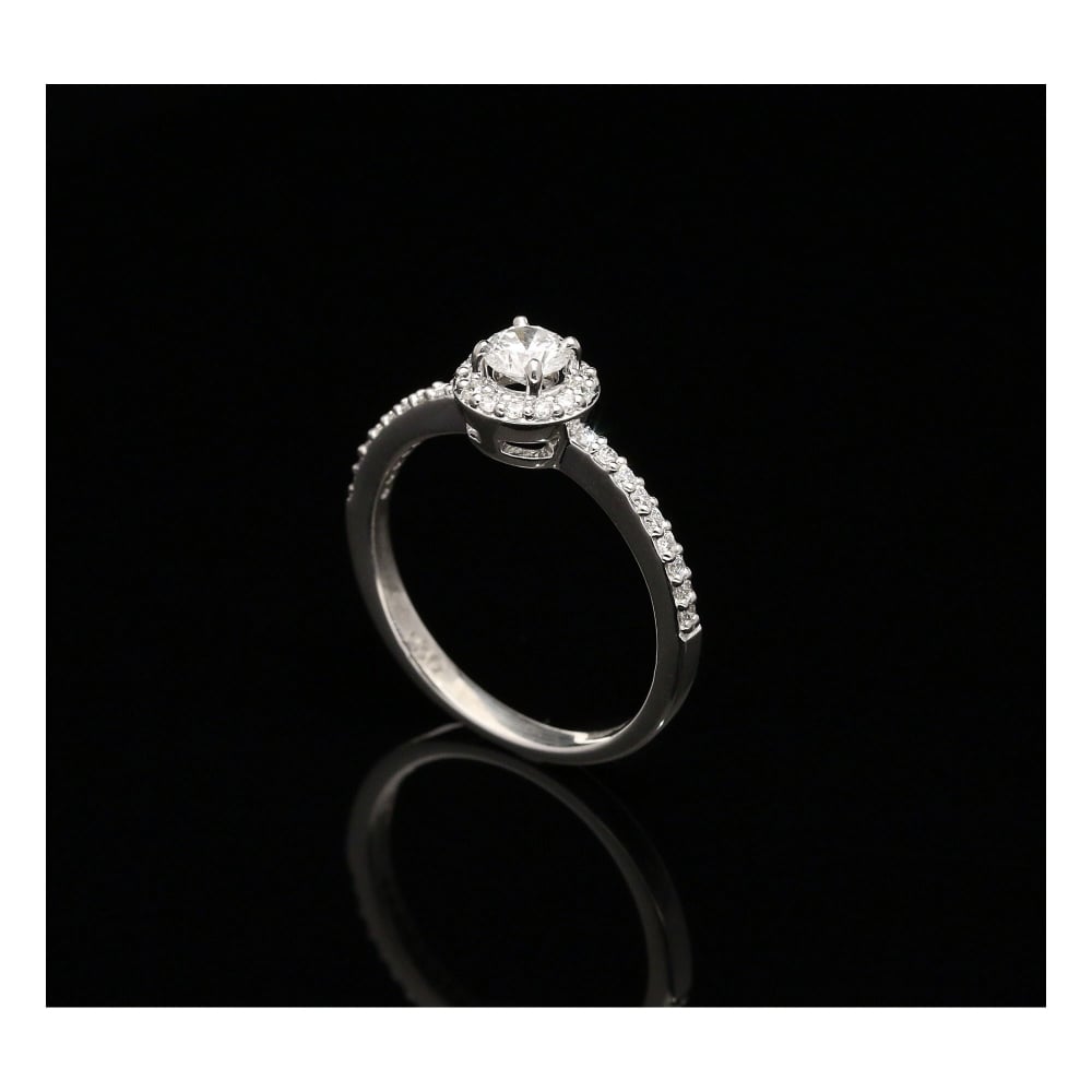 Platinum Diamond Halo Engagement Ring - 0.52ct