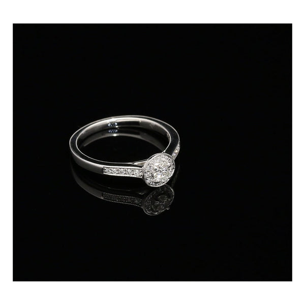 18ct White Gold Diamond Halo Engagement Ring - 0.29ct