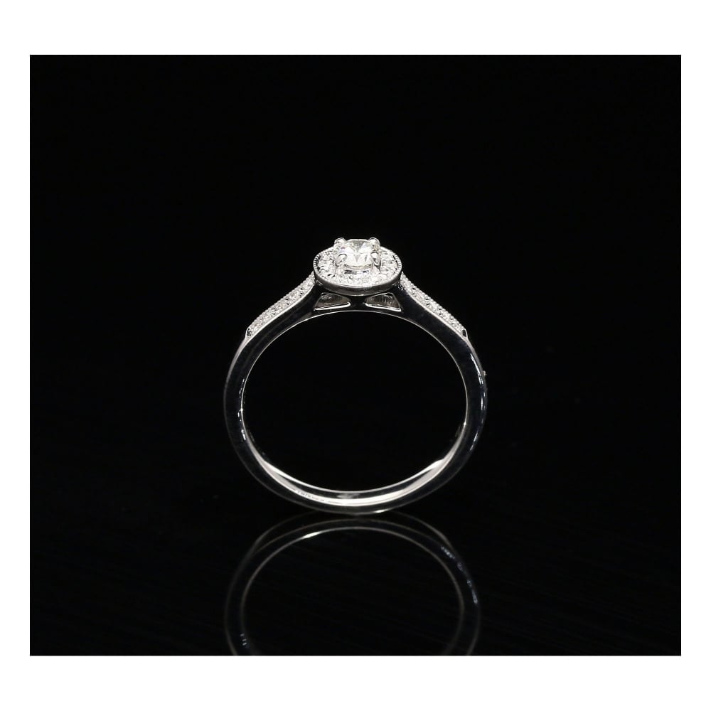 18ct White Gold Diamond Halo Engagement Ring - 0.29ct