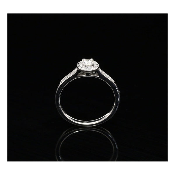 18ct White Gold Diamond Halo Engagement Ring - 0.29ct