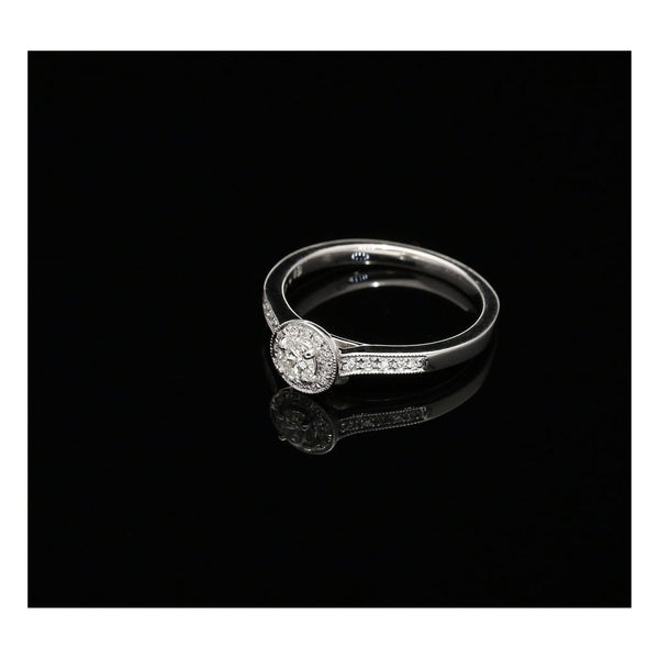18ct White Gold Diamond Halo Engagement Ring - 0.29ct