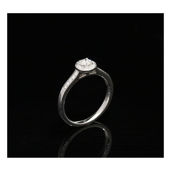18ct White Gold Diamond Halo Engagement Ring - 0.29ct