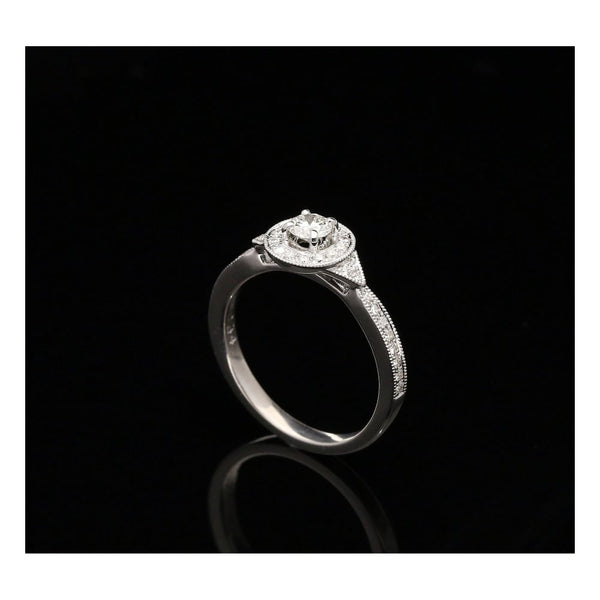 18ct White Gold Vintage Style Engagement Ring - 0.45ct