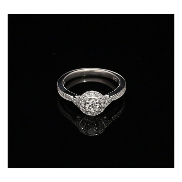 18ct White Gold Vintage Style Engagement Ring - 0.45ct