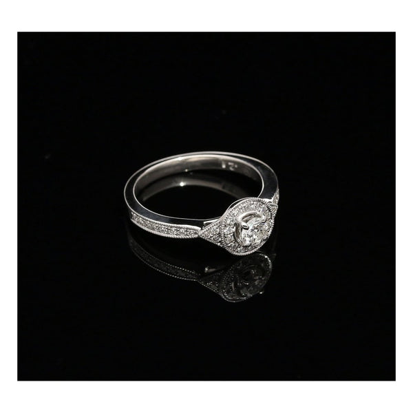 18ct White Gold Vintage Style Engagement Ring - 0.45ct