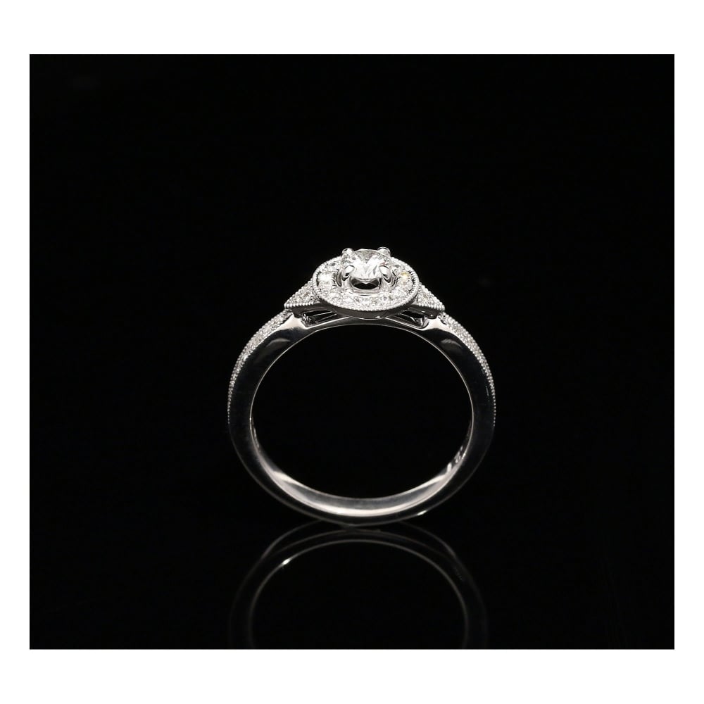 18ct White Gold Vintage Style Engagement Ring - 0.45ct