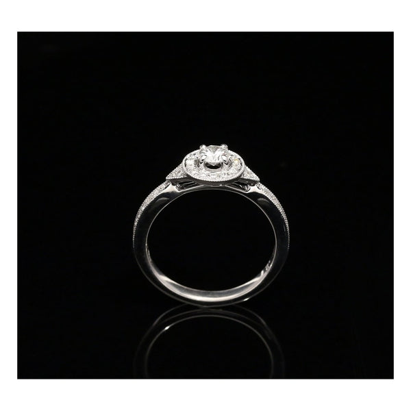 18ct White Gold Vintage Style Engagement Ring - 0.45ct