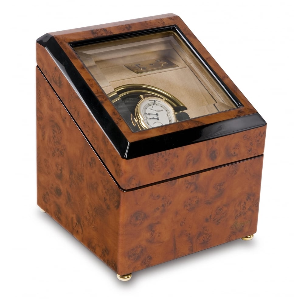 Optima Walnut Burr Mono Automatic Watch Winder