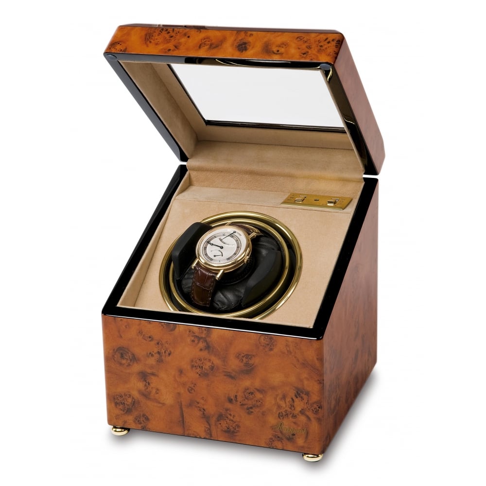 Optima Walnut Burr Mono Automatic Watch Winder