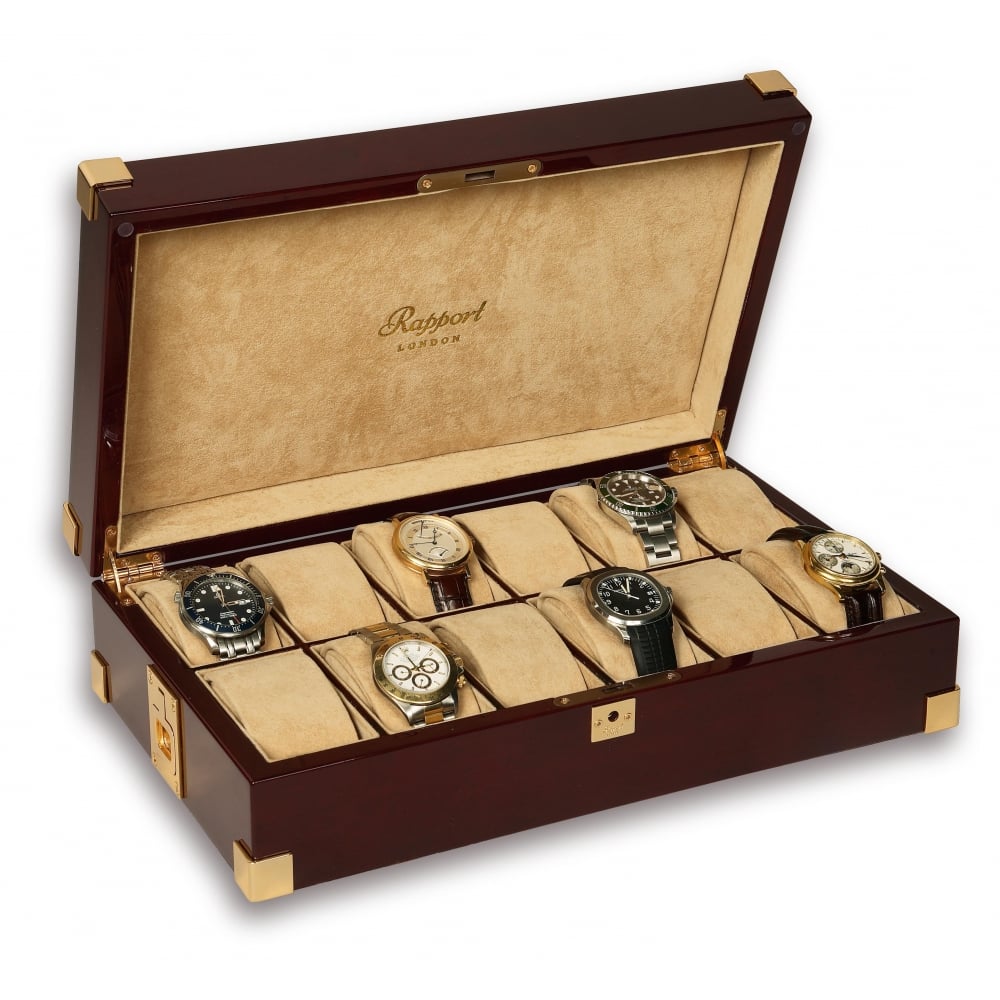 Captains 12 Collector Piano Finish Watch Box