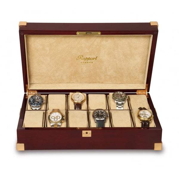Captains 12 Collector Piano Finish Watch Box
