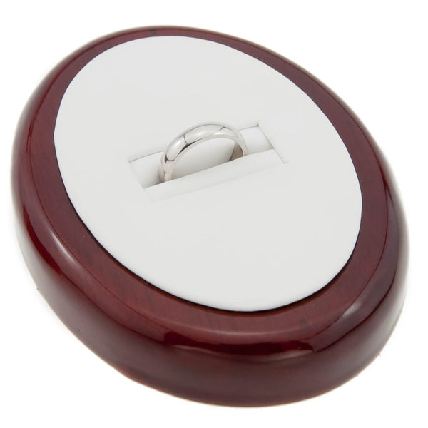 Ladies 9ct White Gold D-Shape Wedding Ring - 4mm - Size I